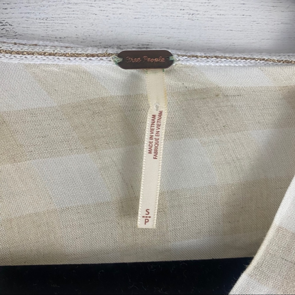 Free People Tan and White Striped Raw Hem Blouse - Picture 3 of 9
